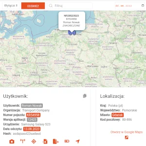 Mapa Leaflet osadzona w panelu spedytora opartego o Angular
