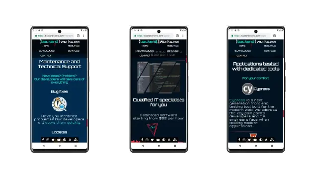 Widoku mobilne strony RWD
