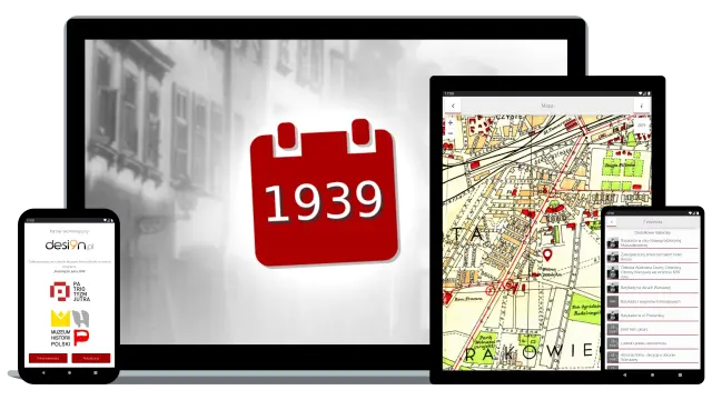 Responsywny wygląd aplikacji e-kartka 1939 – wersja mobilna dostosowana do różnych ekranów Wygląd RWD aplikacji mobilnej e-kartka 1939