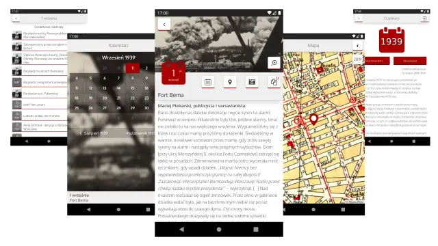Aplikacja mobilna e-kartka 1939 z pełnym wsparciem RWD – różne widoki i układy Widoki aplikacji mobilnej z pełnym wsparciem RWD