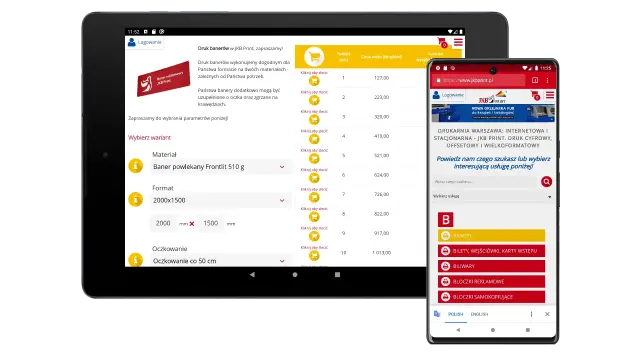 RWD strony internetowej dla drukarni na różnych urządzeniach