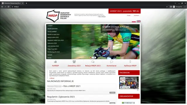 widok strony głównej opartej o system Wordpress