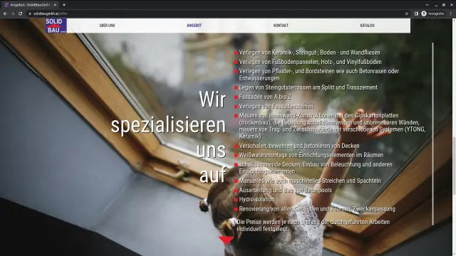 Podstrona z ofertą firmy budowlanej – szczegóły usług i realizacji Szczegóły oferty na stronie WWW